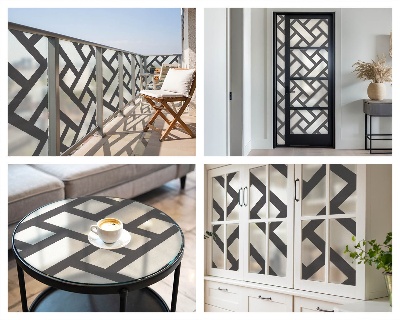 Decorative window film stained glass design Interlacing rectangles