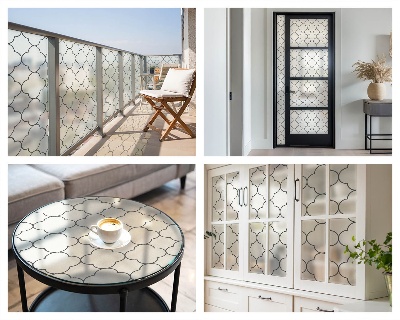 Frosted window film with stained glass pattern Simple elegance