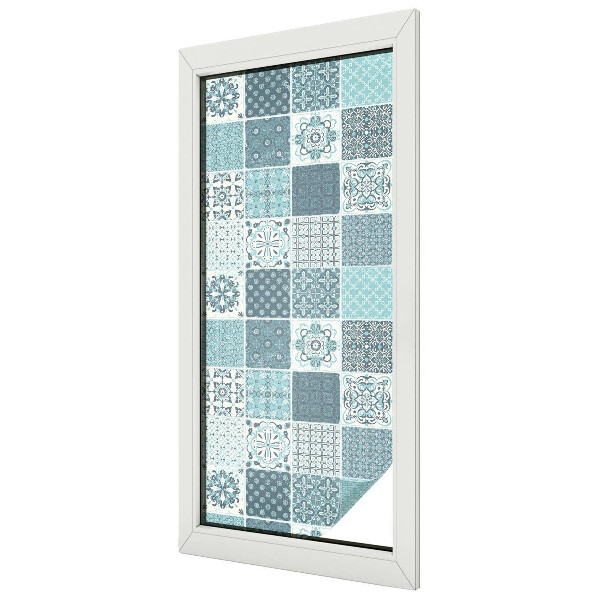 Frosted window film with stained glass pattern Boho tiles
