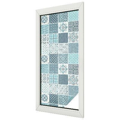 Frosted window film with stained glass pattern Boho tiles