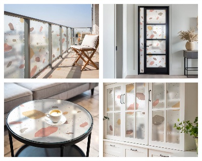 Privacy window film stained glass effect Abstract terrazzo