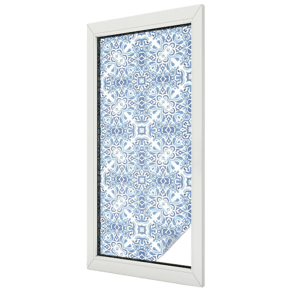 Patterned window film stained glass Blue tiles