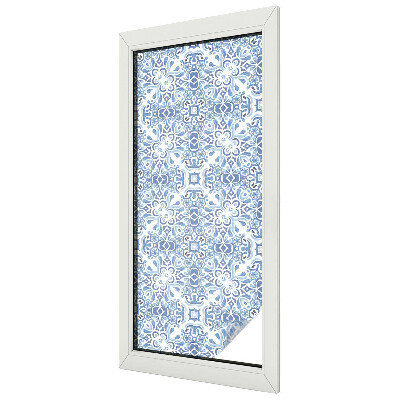 Patterned window film stained glass Blue tiles