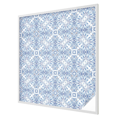 Patterned window film stained glass Blue tiles