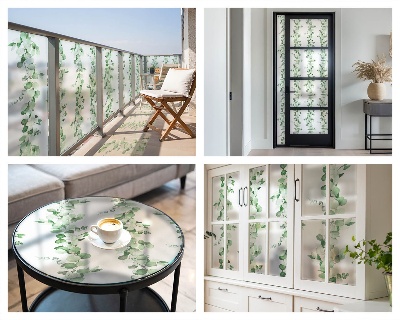 Privacy window film stained glass effect Green garlands