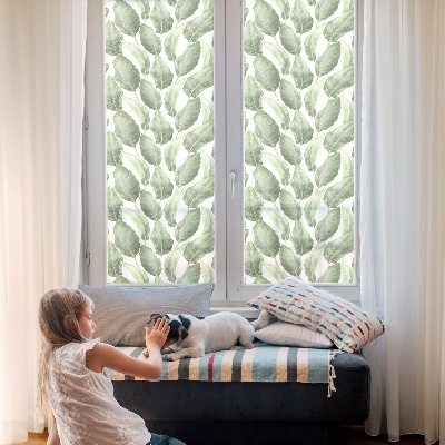 Patterned window film stained glass Green leaves