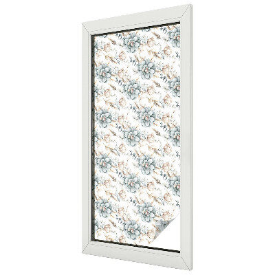 Frosted window film with stained glass pattern Floral elegance