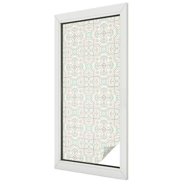 Privacy window film stained glass effect Floral tiles