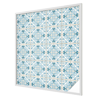 Frosted window film with stained glass pattern Floral tiles