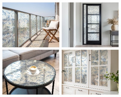 Privacy window film stained glass effect Lemon pattern