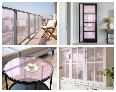 Coloured glass film for windows Floral pattern