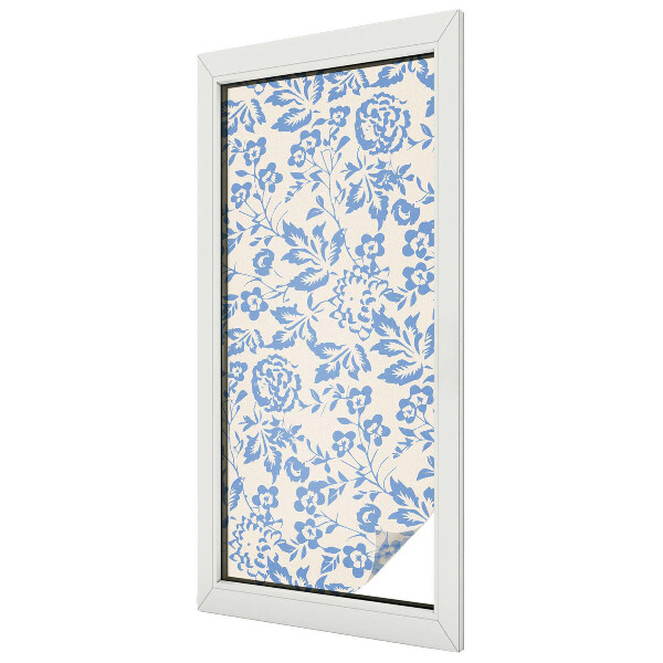 Frosted window film with stained glass pattern Flowers leaves