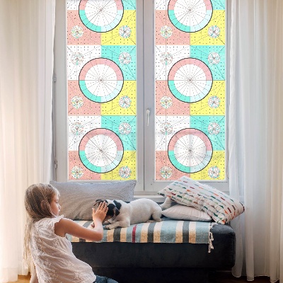 Coloured glass film for windows Geometric circles