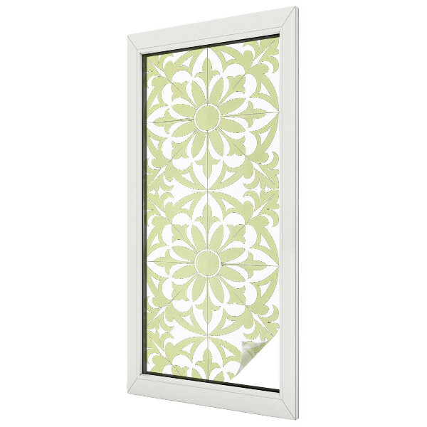 Frosted window film with stained glass pattern Green ornament