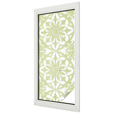 Frosted window film with stained glass pattern Green ornament