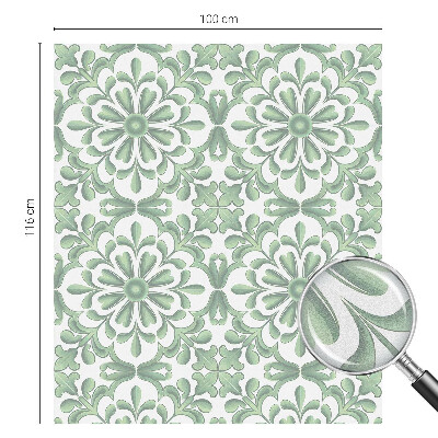 Frosted window film with stained glass pattern Green leaves