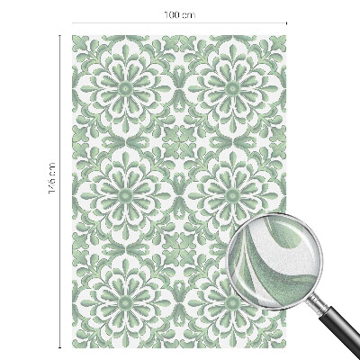 Frosted window film with stained glass pattern Green leaves