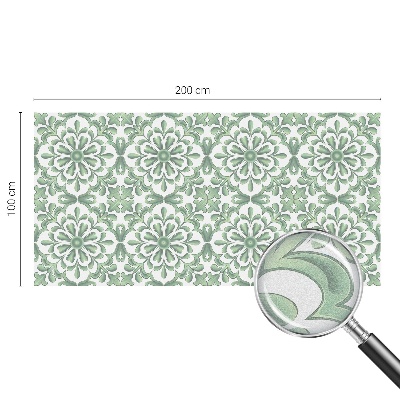 Frosted window film with stained glass pattern Green leaves