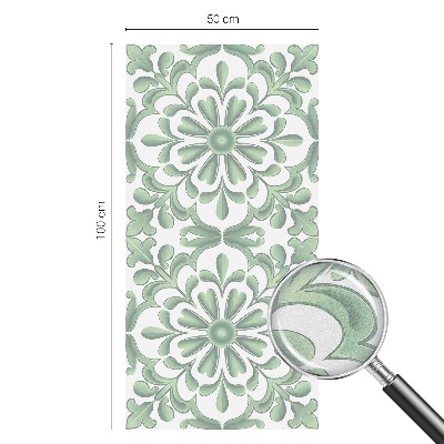 Frosted window film with stained glass pattern Green leaves