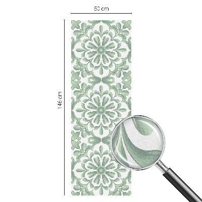 Frosted window film with stained glass pattern Green leaves