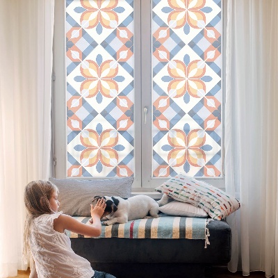 Frosted window film with stained glass pattern Colorful symmetry
