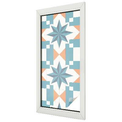 Frosted window film with stained glass pattern Blue stars