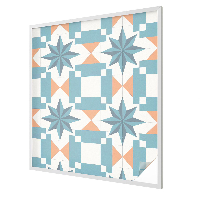 Frosted window film with stained glass pattern Blue stars