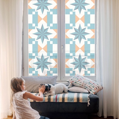 Frosted window film with stained glass pattern Blue stars
