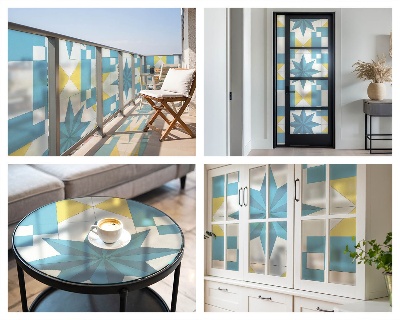 Coloured glass film for windows Blue stars