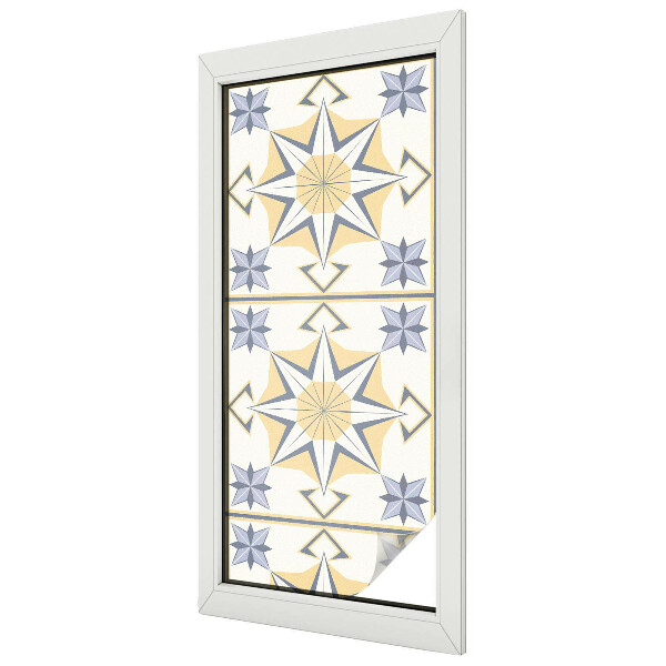 Frosted window film with stained glass pattern Geometric stars