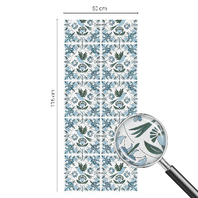 Frosted window film with stained glass pattern Blue flowers