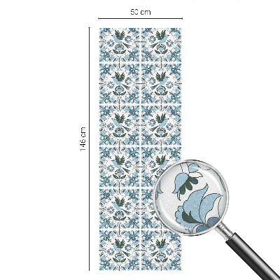 Frosted window film with stained glass pattern Blue flowers