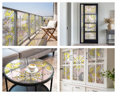Patterned window film stained glass Abstract flowers