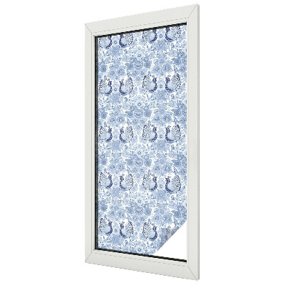 Privacy window film stained glass effect Floral bird