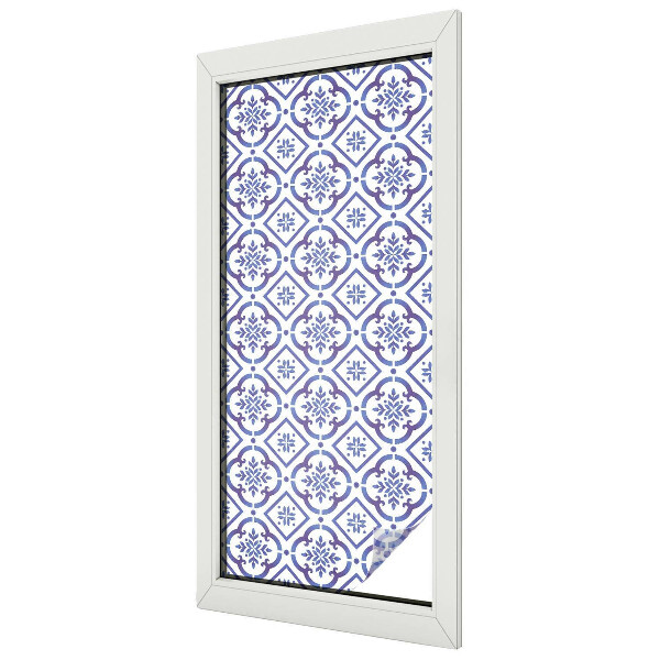 Decorative window film stained glass design Blue tiles