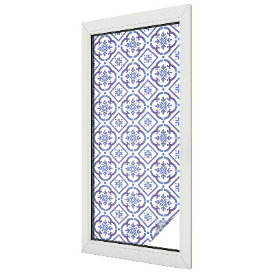 Decorative window film stained glass design Blue tiles