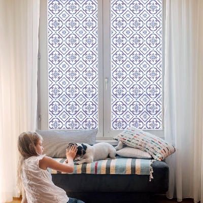 Decorative window film stained glass design Blue tiles