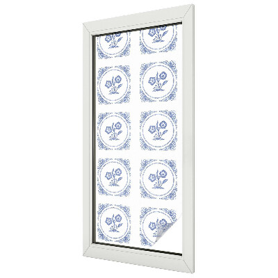 Frosted window film with stained glass pattern Delicate flowers