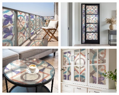 Patterned window film stained glass Colorful mosaics
