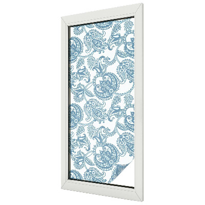 Privacy window film stained glass effect Blue ornaments