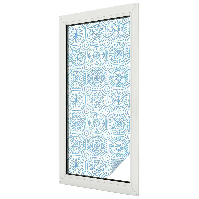Decorative window film stained glass design Blue tiles