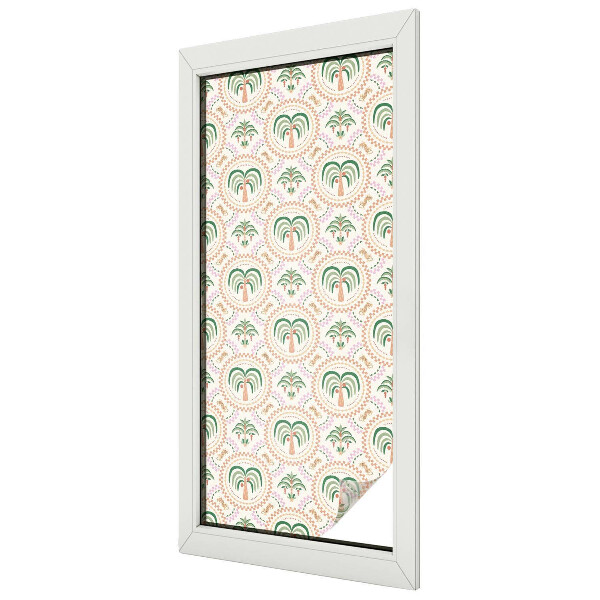 Privacy window film stained glass effect Exotic palm trees