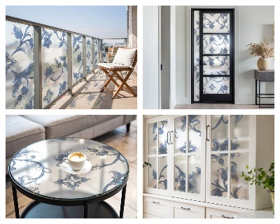 Coloured glass film for windows Floral ornament