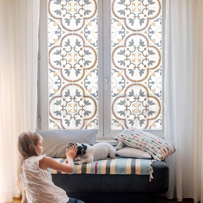 Frosted window film with stained glass pattern Tiled ornaments