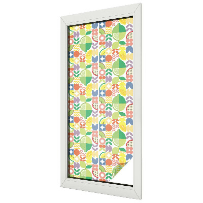 Privacy window film stained glass effect Colorful fruits
