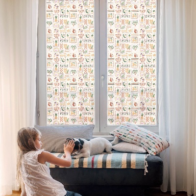Privacy window film stained glass effect Folkloric patterns