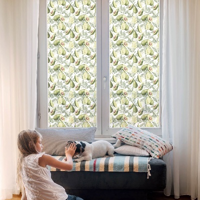 Patterned window film stained glass Avocado leaves