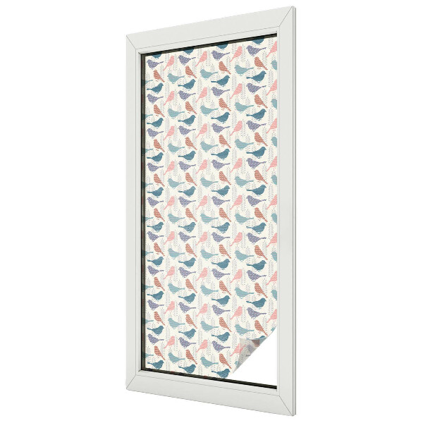 Frosted window film with stained glass pattern Pastel birds