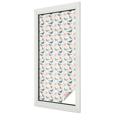 Frosted window film with stained glass pattern Pastel birds