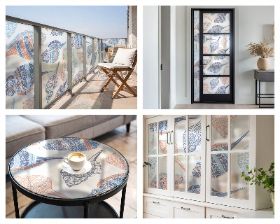 Decorative window film stained glass design Sea shells